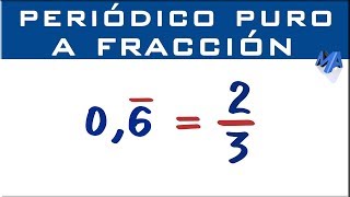 Convertir decimal periódico puro a fracción  Método 2 [upl. by Suoiluj423]