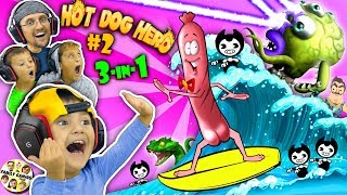 SHAWN plays HOT DOG HERO 😆 Bendy amp Hello Neighbor get Eaten FGTEEV 3in1 Games w Venom [upl. by O'Gowan]