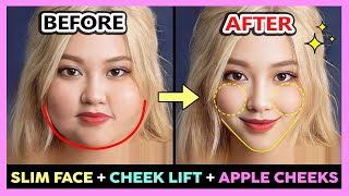 ✨ EXERCISE FOR SLIM FACE  CHEEK LIFT  APPLE CHEEKS  Reduce Face Fat Get cute fuller cheeks [upl. by Ennairod978]