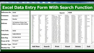 How to Create Excel VBA Data Entry Form With Search Function using Userform  Full Tutorial [upl. by Dnesnwot222]