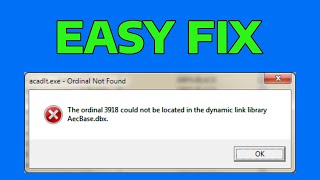 How To Fix Ordinal Not Found the Ordinal Could Not Be Located in the Dynamic Link Library [upl. by Durno]