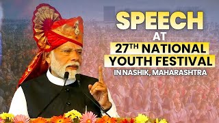 PM Modis speech at Inauguration of 27th National Youth Festival in Nashik Maharashtra [upl. by Ellemaj458]