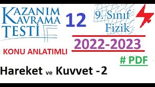 9 Sınıf  Fizik  MEB  Kazanım Testi 12  Hareket ve Kuvvet 2  2022 2023  PDF  TYT Fizik  2023 [upl. by Hcardahs]