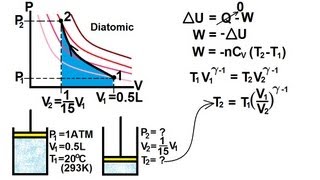 Physics 27 First Law of Thermodynamics 18 of 22 Adiabatic Compression in a Diesel Engine [upl. by Reve13]