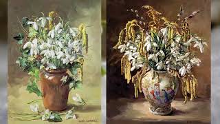 Snowdrop oil paintings by artist Anne Cotterill [upl. by Acire811]