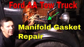 1929 Ford AA Tow Truck Exhaust Manifold Gasket Repair [upl. by Orola714]