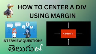 Web Development HOW TO CENTER A DIV using MARGIN  Important Interview Question  in Telugu [upl. by Manon367]