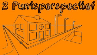 Huis tekenen in het 2 puntsperspectief [upl. by Novahc157]