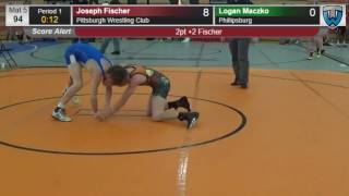 411 Cadet 94 Joseph Fischer Pittsburgh Wrestling Club vs Logan Maczko Phillipsburg 407500104 [upl. by Assenay]