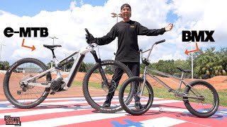 Scotty Cranmer Compares The SPEED Differences Between His BMX Bike amp EMTB [upl. by Adiaros]