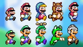 ALL POWERUPS SMW Styled Custom Sprites  Super Mario Bros X SMBX 144 [upl. by Adiuqram]