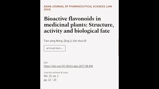 Bioactive flavonoids in medicinal plants Structure activity and biological fate  RTCLTV [upl. by Ntsud746]