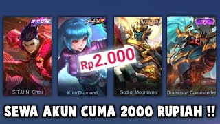 CUMA 2000 RUPIAH  BISA SEWA AKUN MOBILE LEGEND ADA SKIN LIMITED BISA DI PAKE  GAK MASUK AKAL [upl. by Enelyam]