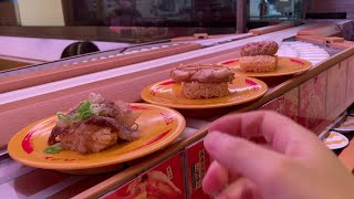 Meat Sushi at Conveyor Belt Sushi SUSHIRO in Japan [upl. by Anitsuj]