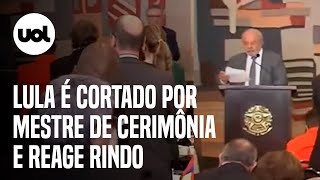 Lula é cortado por mestre de cerimônia e reage rindo ‘Não está encerrado meu caro amigo’ [upl. by Sansen]