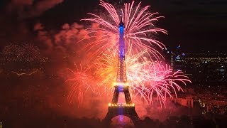 Spectacular Fireworks at the Eiffel Tower for Bastille Day [upl. by Walcoff846]