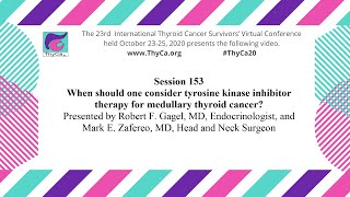 When should one consider tyrosine kinase inhibitor therapy for medullary thyroid cancer 153 [upl. by Suhpesoj]