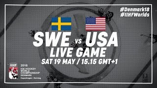 Sweden  USA  Full Game  2018 IIHF Ice Hockey World Championship [upl. by Domenech]