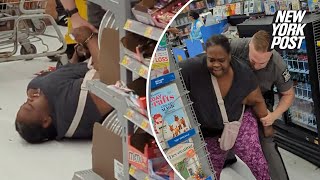 Woman accuses Walmart of ‘racism’ after she’s restrained for throwing food slapping cop [upl. by Agnella]