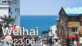 Street Walking Tour in China  4K  Weihai  Walking Along The Coastline [upl. by Magdalene]