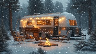 Relaxing Winter Jazz for Camping 🔥 Cozy Campfire Vibes with Smooth Jazz in a Winter Wonderland [upl. by Hanni]