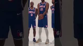 The Sixers reveal New BIG THREE amp Joel EMBIID refuses to smile after Maxey calls him out [upl. by Deborath]