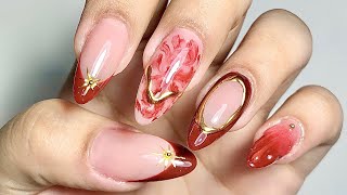 Gel X Nails At Home  Gold chrome nails  Tutorial  Gel x application [upl. by Adnahsat]