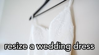 RESIZE a Wedding Gown 👰🏻 TAKE IN SIDE SEAMS 👗 How to make a dress smaller DIY alteration [upl. by Frodine]