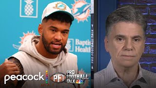 Dolphins Tua Tagovailoa to continue playing without a guardian cap  Pro Football Talk  NFL on NBC [upl. by Mharg]