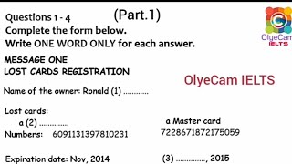 LOST CARDS REGISTRATION listening test  ielts listening TEST  IDP LISTENING PRACTICE TEST 2020 [upl. by Adnouqal912]