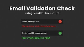 Email Validation Check Using Vanilla Javascript  How To Check Email Valid or Not [upl. by Lucinda]