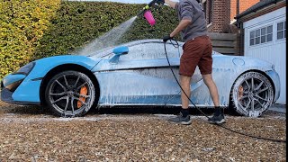 McLaren 570S  Maintenance Wash  Car Cleaning  Snow Foam  Protection [upl. by Ardnasirhc]