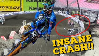 Eli Tomac DOMINATES 450 Heat 1 Foxboro Supercross 2024  Justin Cooper HUGE crash [upl. by Critta]