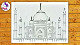 How to draw Taj Mahal for beginners step by step  Easy drawing taj mahal  Pencil Sketch tajmohol [upl. by Ahsilac66]