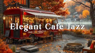 Elegant Autumn Jazz Music to RelaxCalm🍂 Autumn Lakeside Cafe Ambience amp Soothing Scenery Atmosphere [upl. by Keviv]