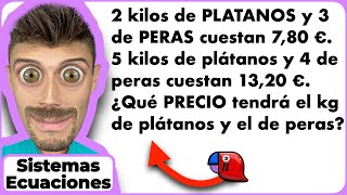 ✅ PROBLEMAS de PRECIO de PLÁTANOSPERAS de SISTEMAS de ECUACIONES LINEALES de 1ºG R22 [upl. by Elvia175]