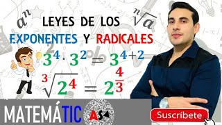 🎥Leyes de los exponentes y radicales✅ejemplos🤩aprende fácil con profe toño👌🏻👨🏻‍🏫 [upl. by Aisat839]