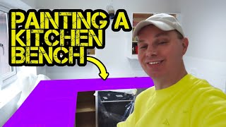 I PAINTED MY KITCHEN BENCHTOP S1E32A diy home homedecor tiles painting [upl. by Luhar771]