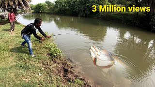 Big monster wallago attu catfish hunting  river monster incredible big patan fish catching [upl. by Villiers]