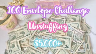 100 ENVELOPE CHALLENGE  Unstuffing  Over 5000 Saved  Giveaway [upl. by Asilaj959]