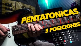 Las 5 Posiciones de la ESCALA PENTATONICA  En Guitarra Eléctrica 🎸 Mayor y Menor  Facil y Sencillo [upl. by Anairb]