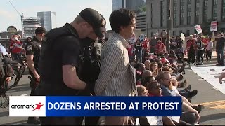 Pa state senator among dozens arrested during protest outside Aramarks headquarters in Philadelph [upl. by Komsa5]