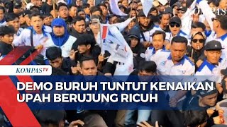 Demo Buruh Tuntut Kenaikan Upah di Majalengka Berujung Saling Dorong dengan Polisi [upl. by Airehc]