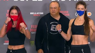 Darina Mazdyuk vs Katarzyna Sadura  Weighin FaceOff  Bellator 269 Fedor vs Johnson [upl. by Sirraj]