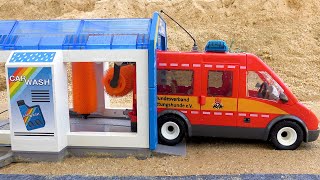 Funny story of washing toy trucks and rescue team police cars  Toy car collections video [upl. by Einnaffit]