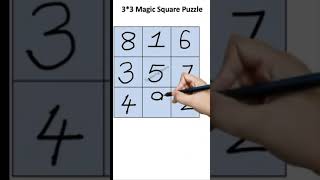 3x3 Magic Square shorts youtubeshorts trending puzzles logic maths [upl. by Nemraciram379]