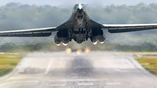 Monstrously Powerful US B1 Bomber Takes Off at Full Afterburner [upl. by Llyrat469]