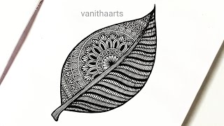 Leaf mandala art  How to draw Mandala for Beginners  Leaf drawing  stepbystep  doodle art [upl. by Aelyk]