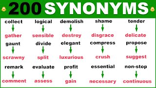 Learn 200 HELPFUL Synonym Words in English To Strengthen Your English Vocabulary [upl. by Dannel]