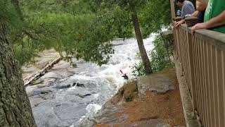 Kayaker going down Big Smokey Falls Keshena WI 81824 [upl. by Breen]